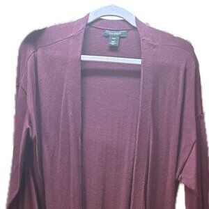 Halogen Maroon Open-Front Long Cardigan